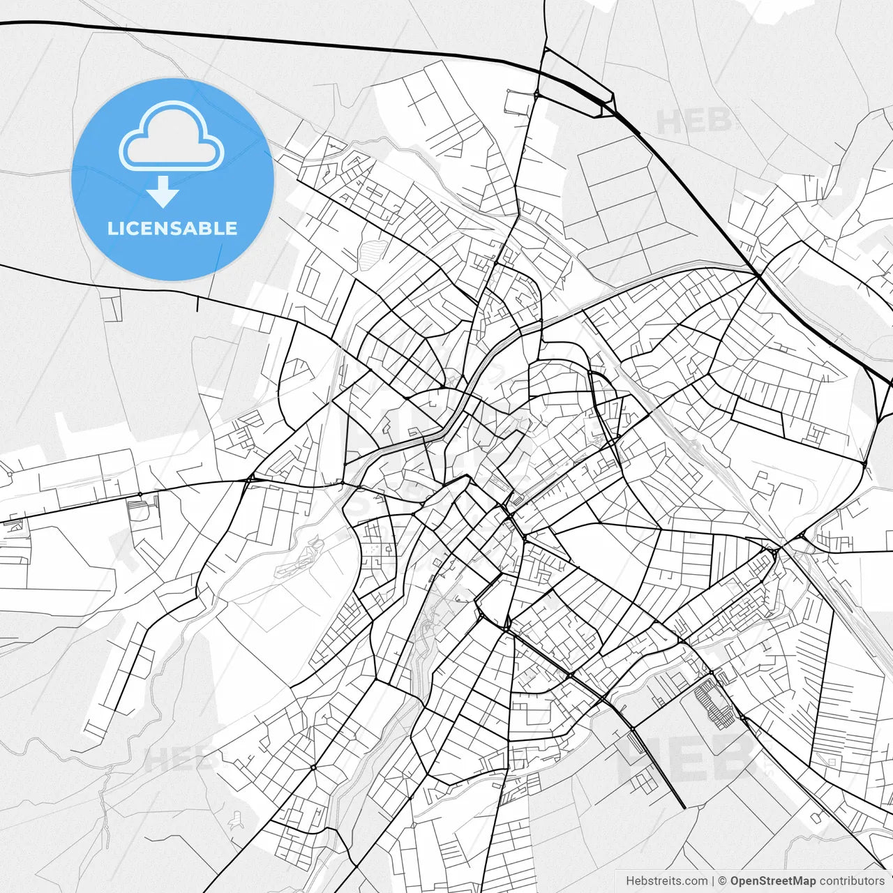 Vector PDF map of Sibiu, Romania