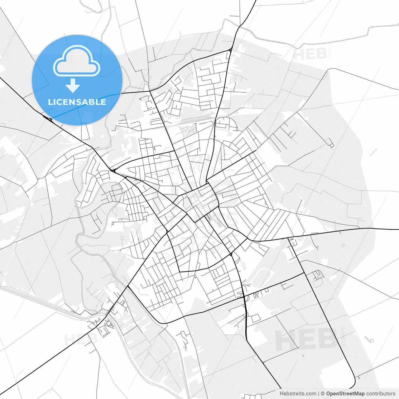 Vector PDF map of Sombor, Serbia