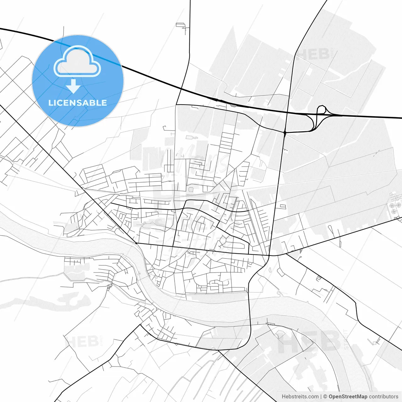 Vector PDF map of Sremska Mitrovica, Serbia