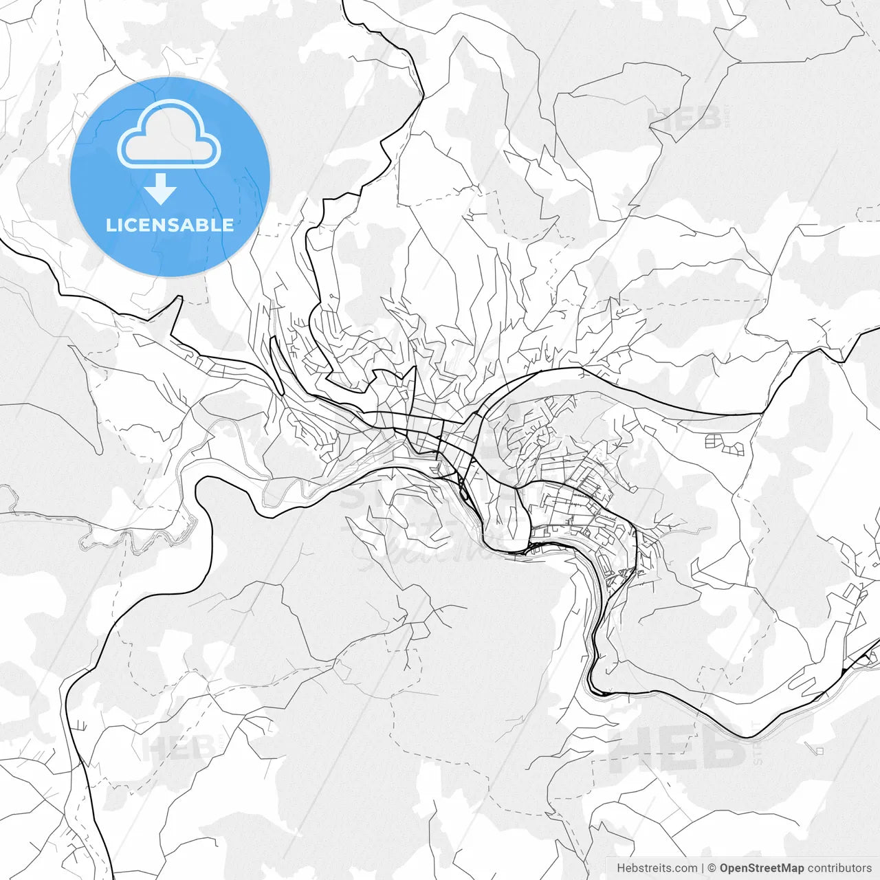 Vector PDF map of Užice, Serbia