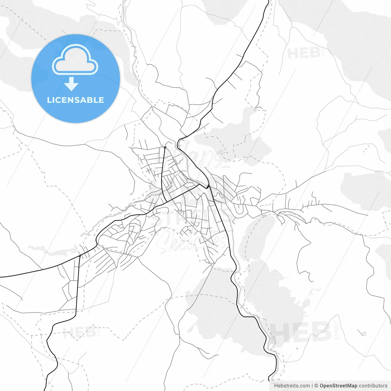 Vector PDF map of Tutin, Serbia
