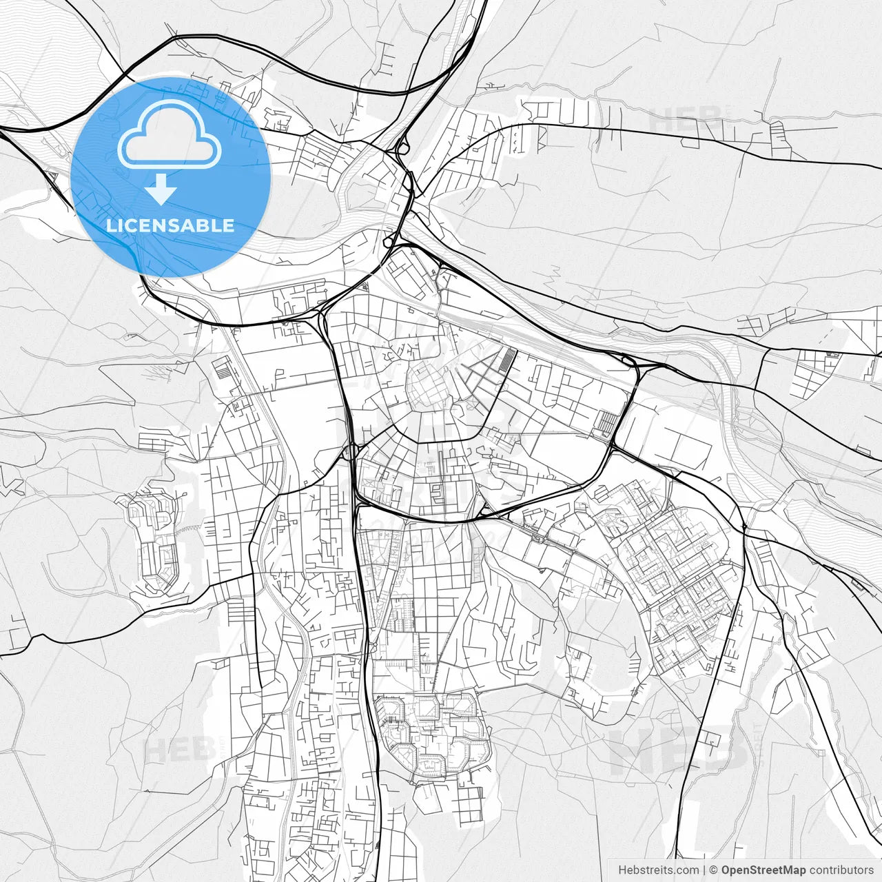 Vector PDF map of Žilina, Slovakia
