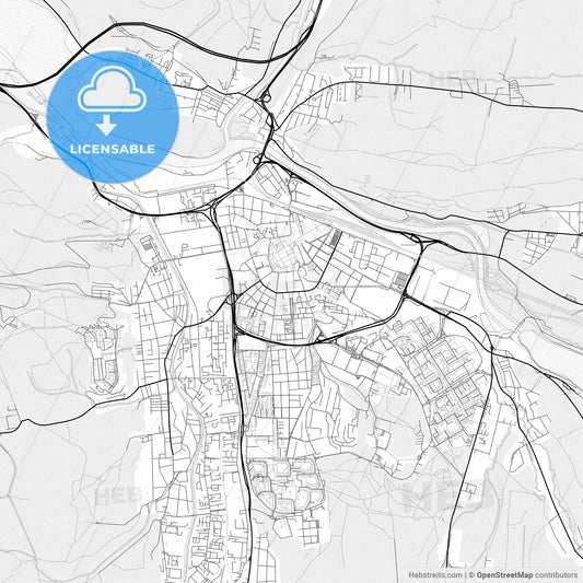 Vector PDF map of Žilina, Slovakia