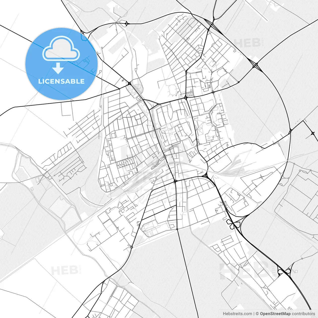 Vector PDF map of Trnava, Slovakia
