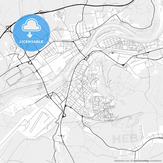 Vector PDF map of Trenčín, Slovakia