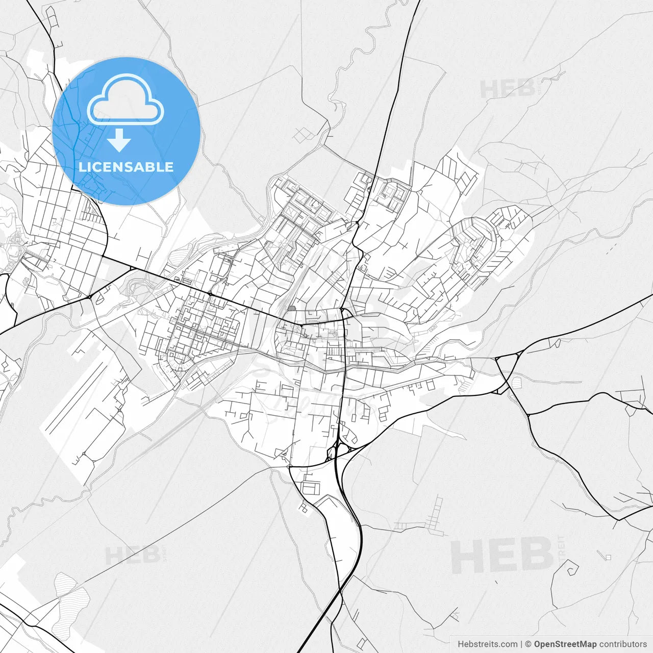 Vector PDF map of Prievidza, Slovakia
