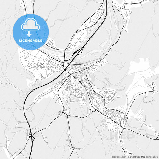 Vector PDF map of Považská Bystrica, Slovakia