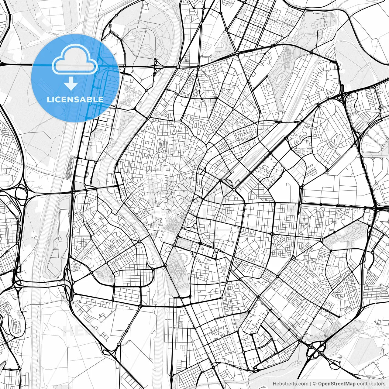 Vector PDF map of Sevilla, Spain