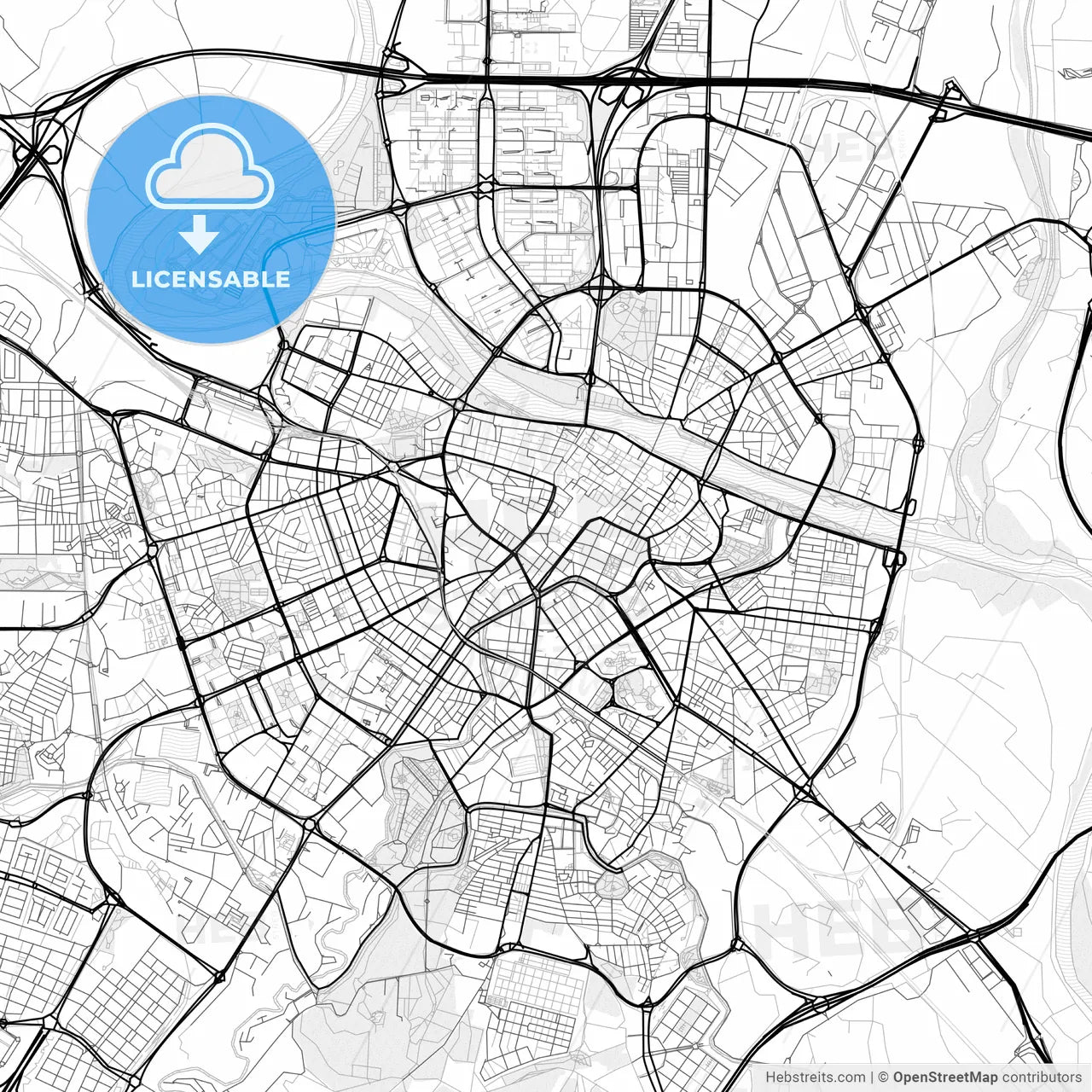 Vector PDF map of Zaragoza, Spain