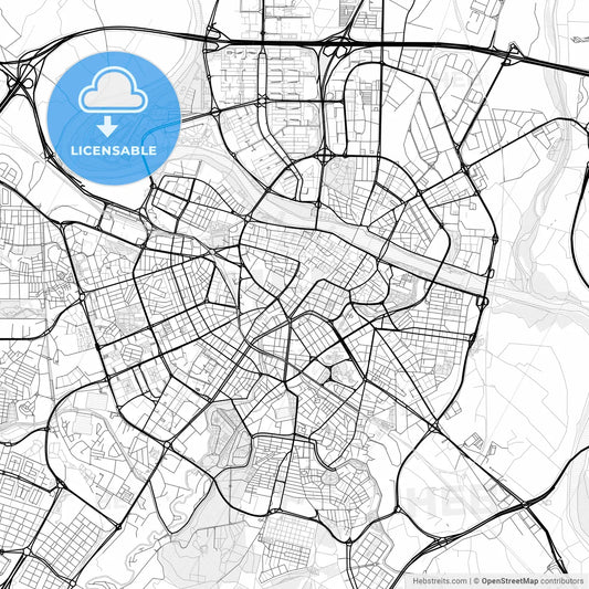 Vector PDF map of Zaragoza, Spain