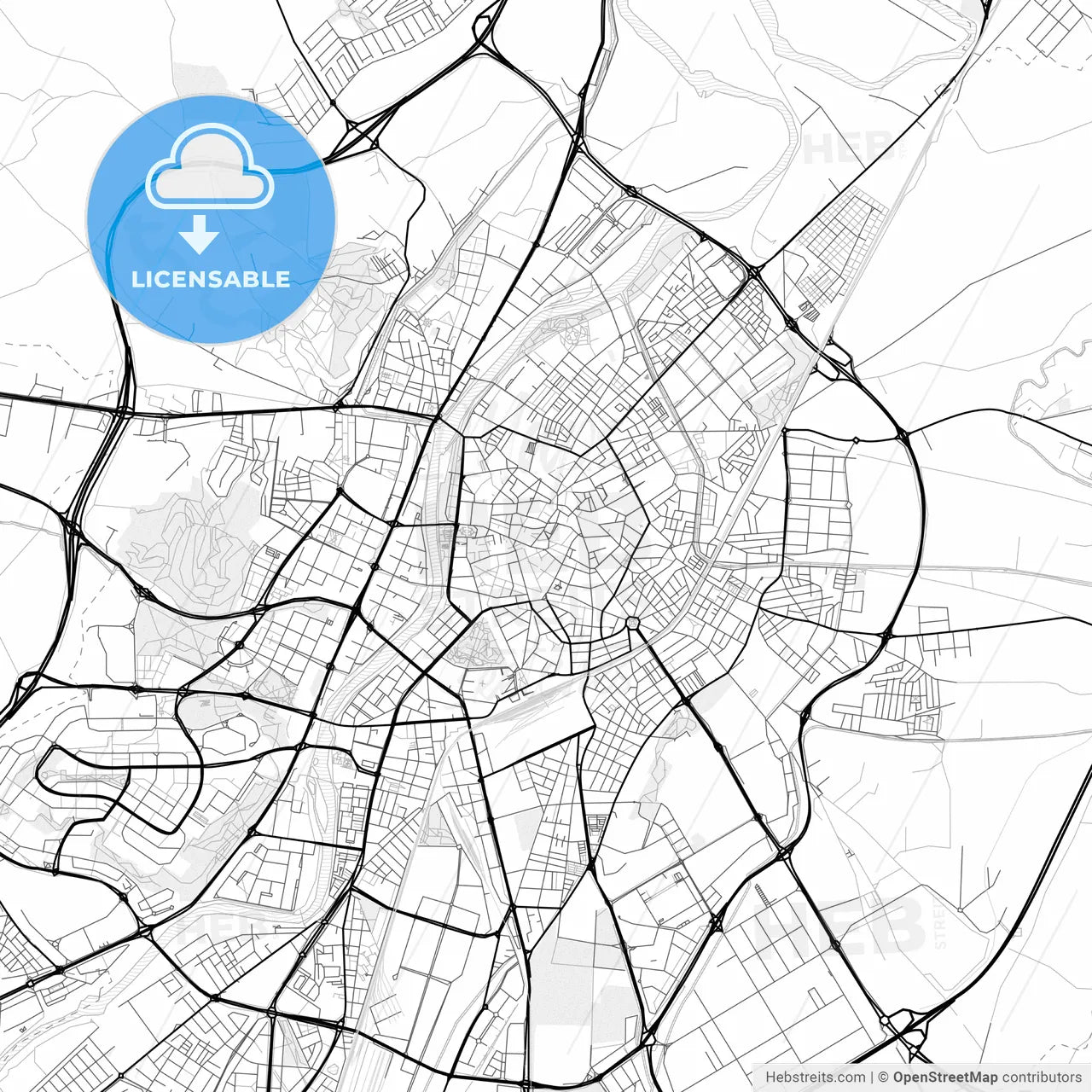 Vector PDF map of Valladolid, Spain