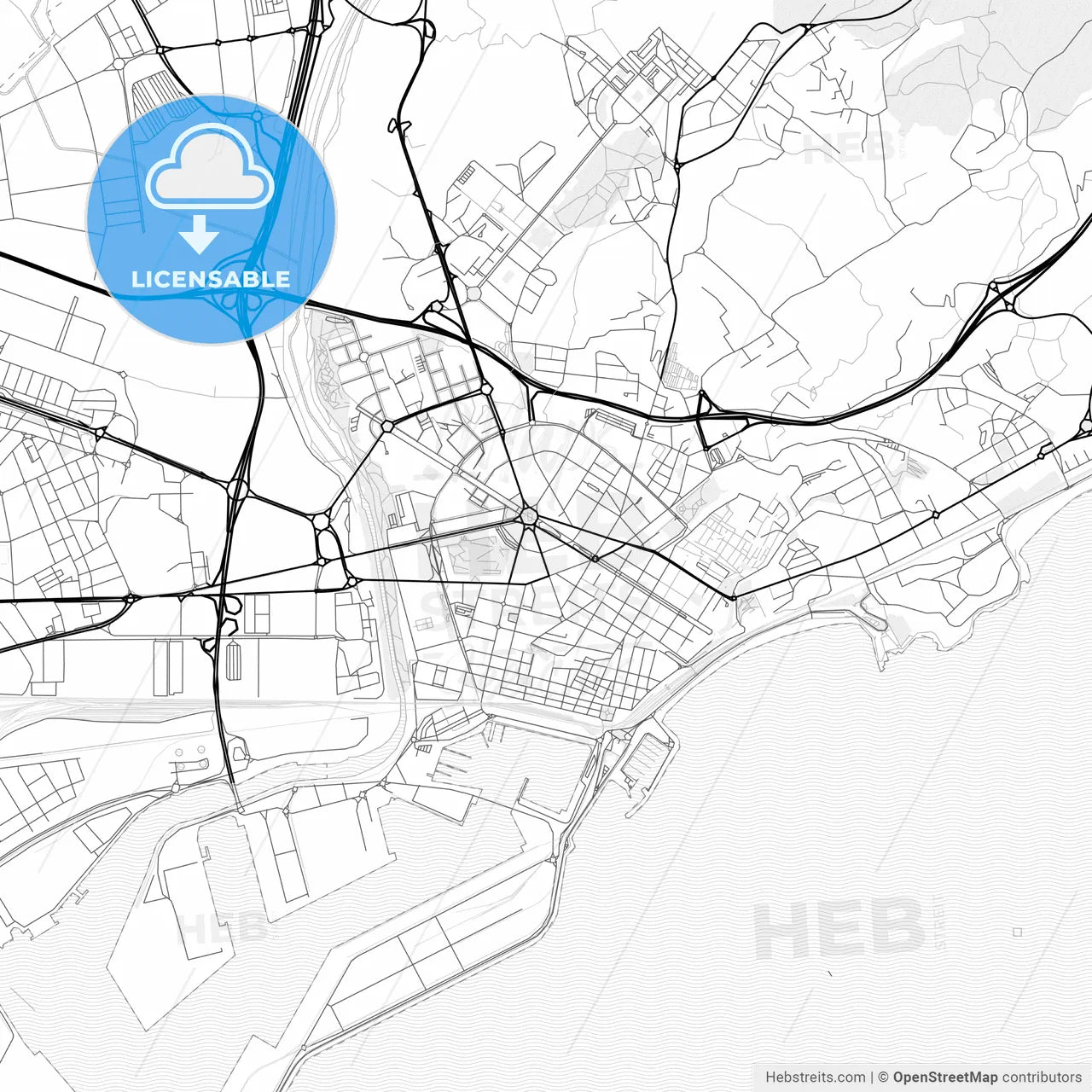 Vector PDF map of Tarragona, Spain