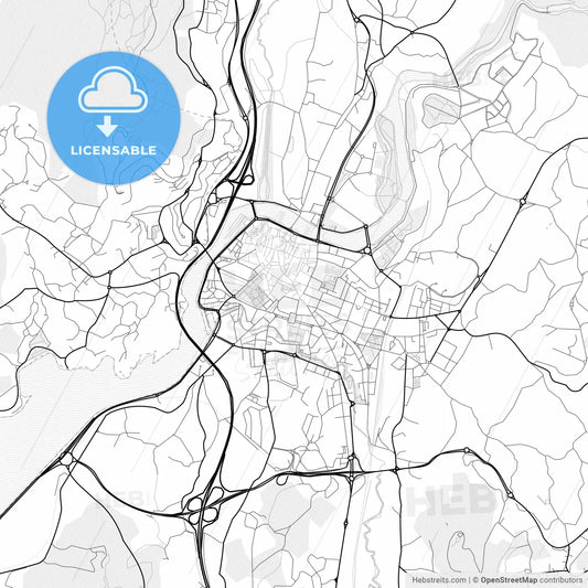 Vector PDF map of Pontevedra, Spain