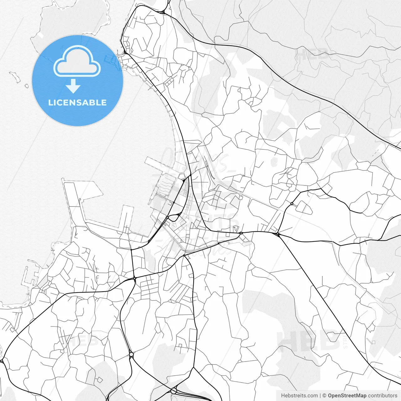 Vector PDF map of Vilagarcía de Arousa, Spain