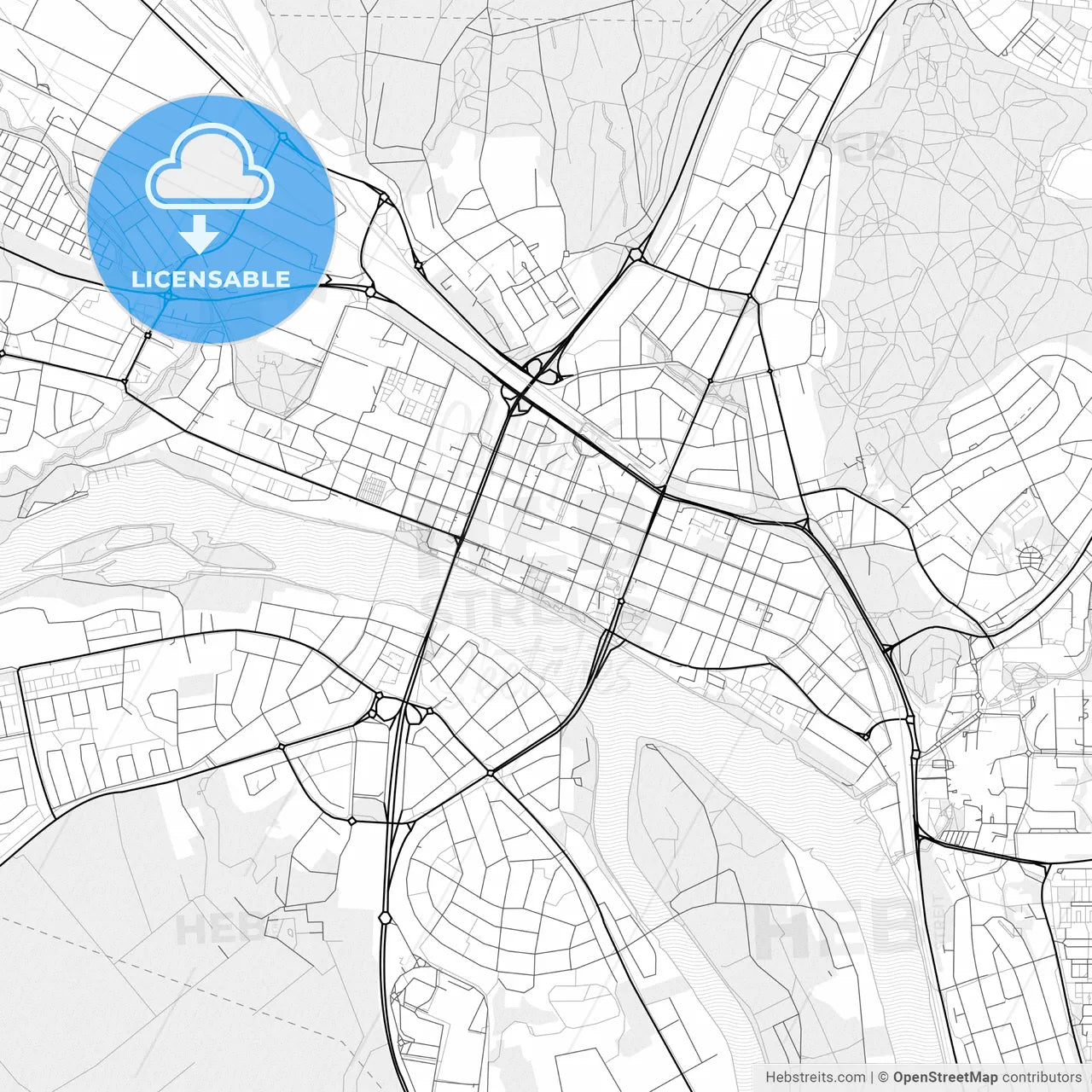 Vector PDF map of Umeå, Sweden