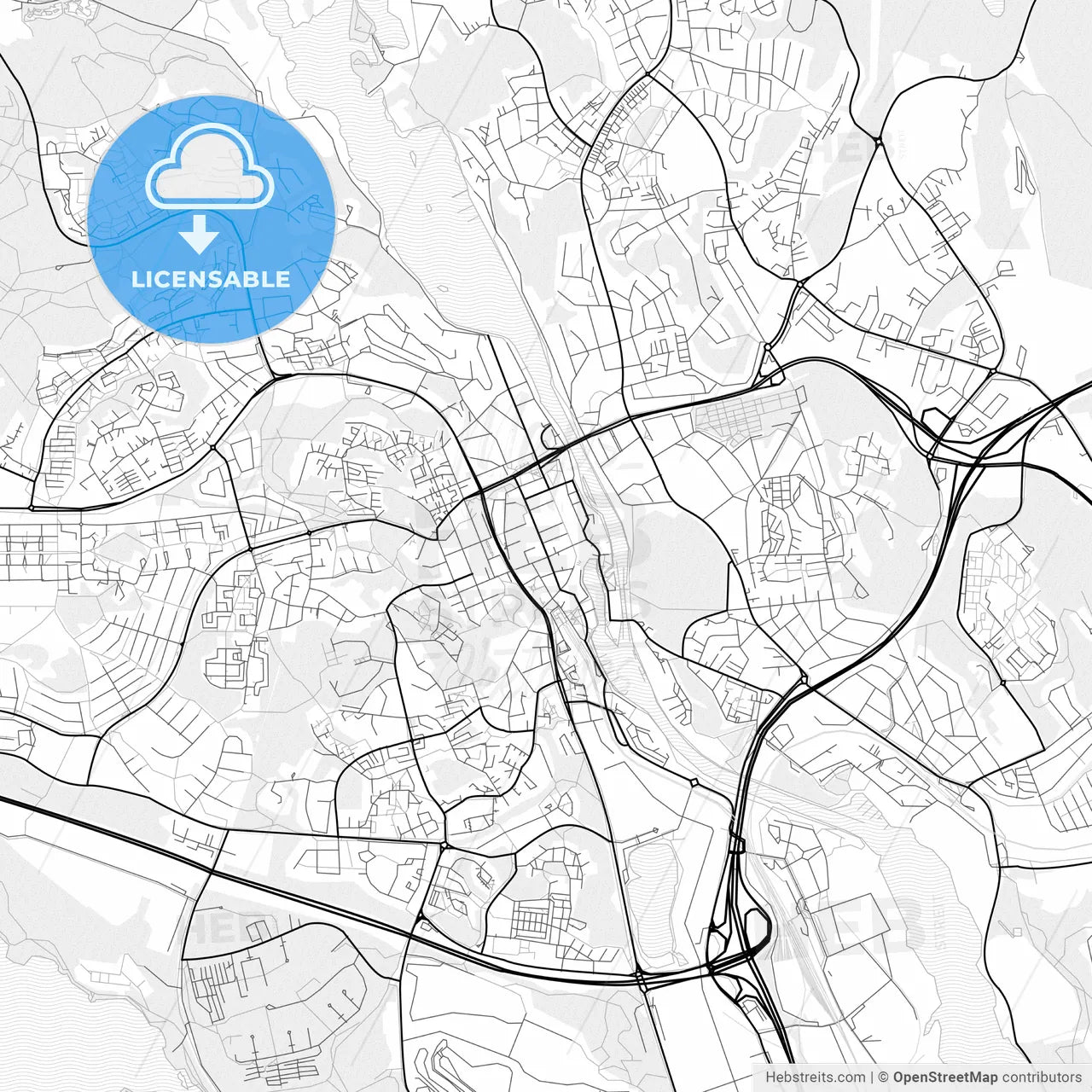 Vector PDF map of Södertälje, Sweden
