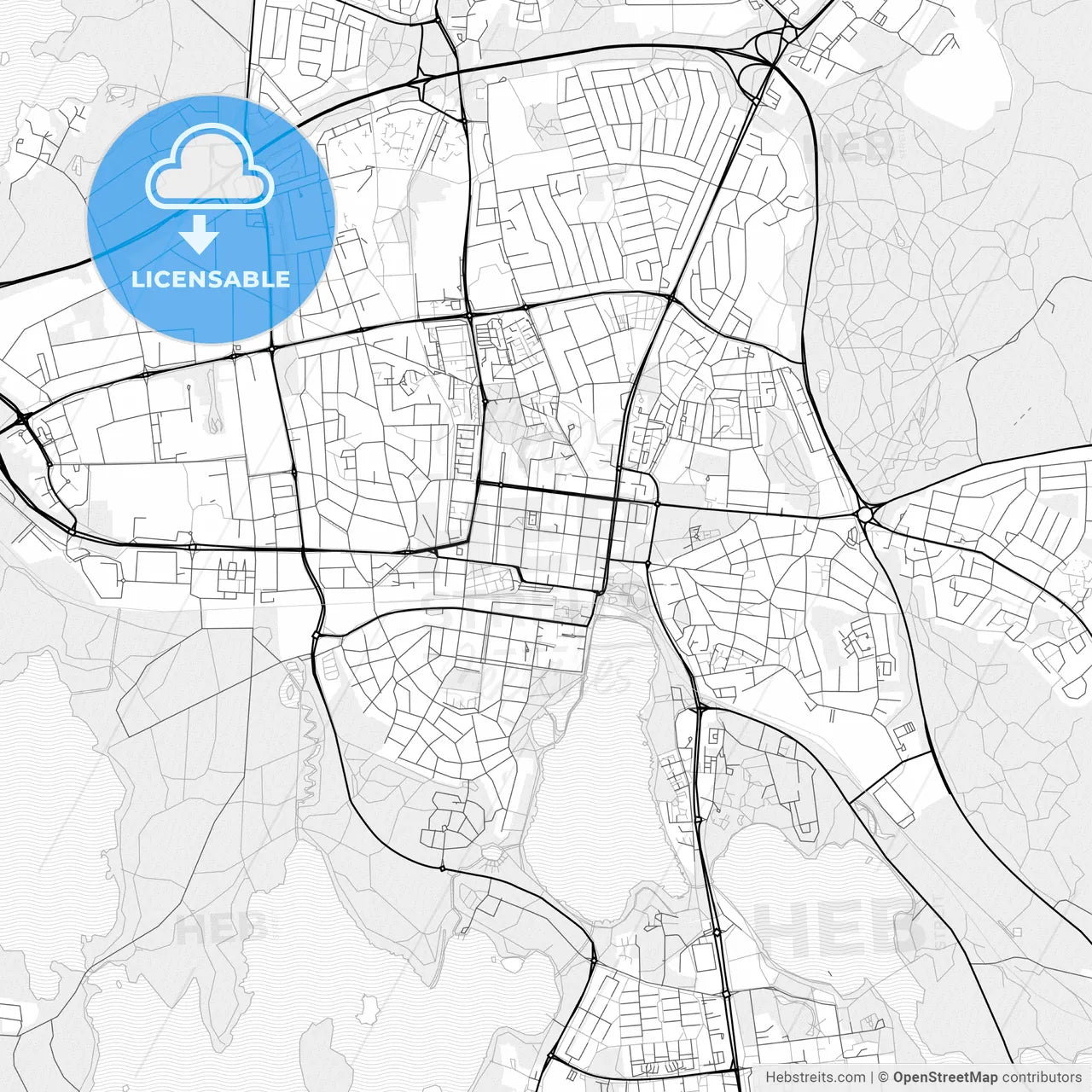 Vector PDF map of Växjö, Sweden