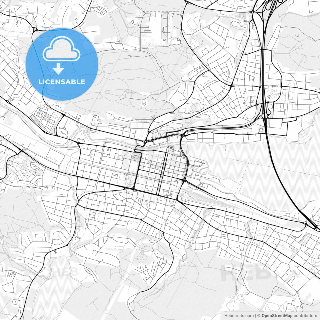 Vector PDF map of Sundsvall, Sweden