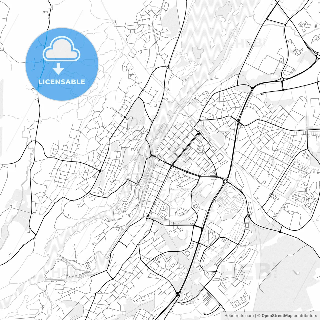 Vector PDF map of Trollhättan, Sweden