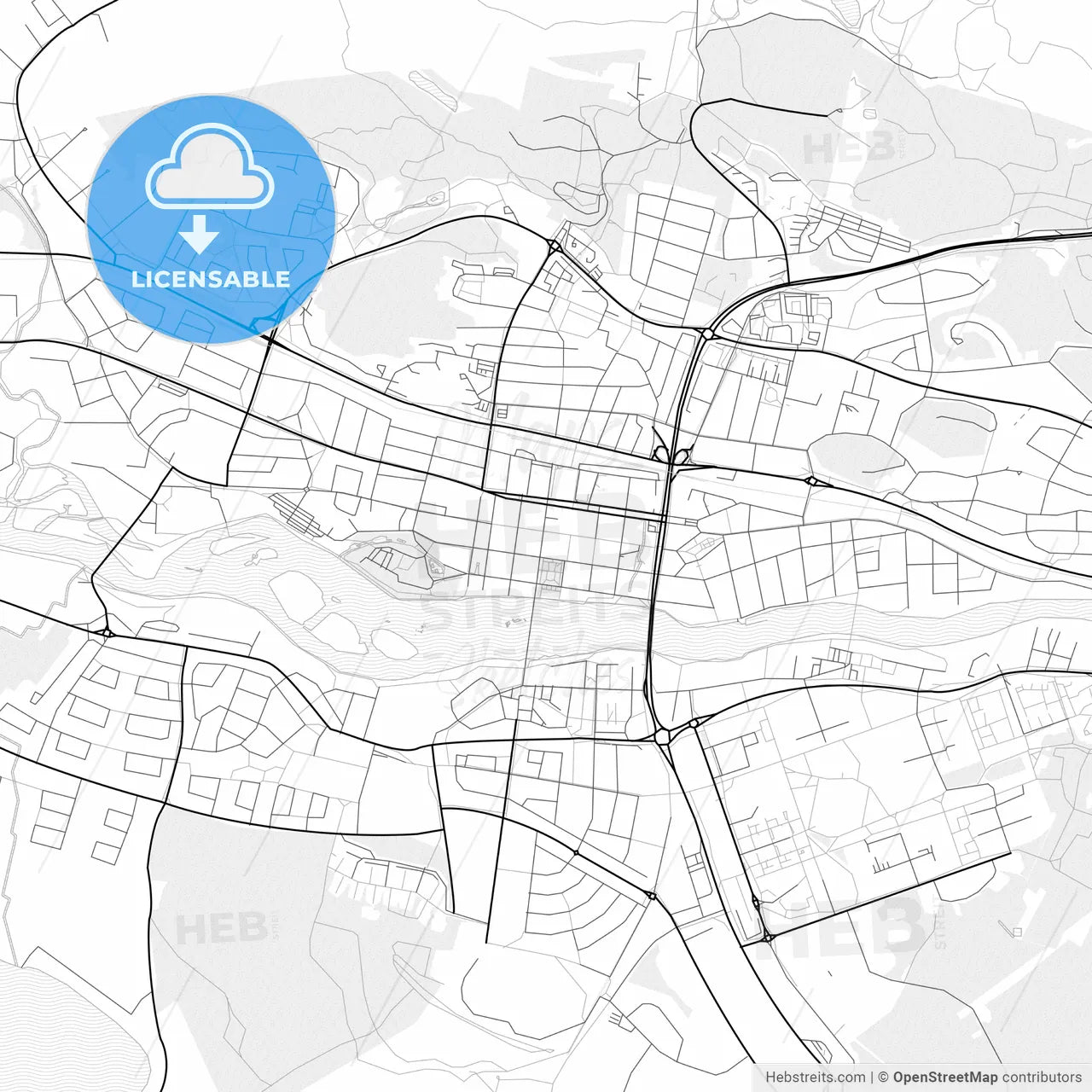 Vector PDF map of Skellefteå, Sweden