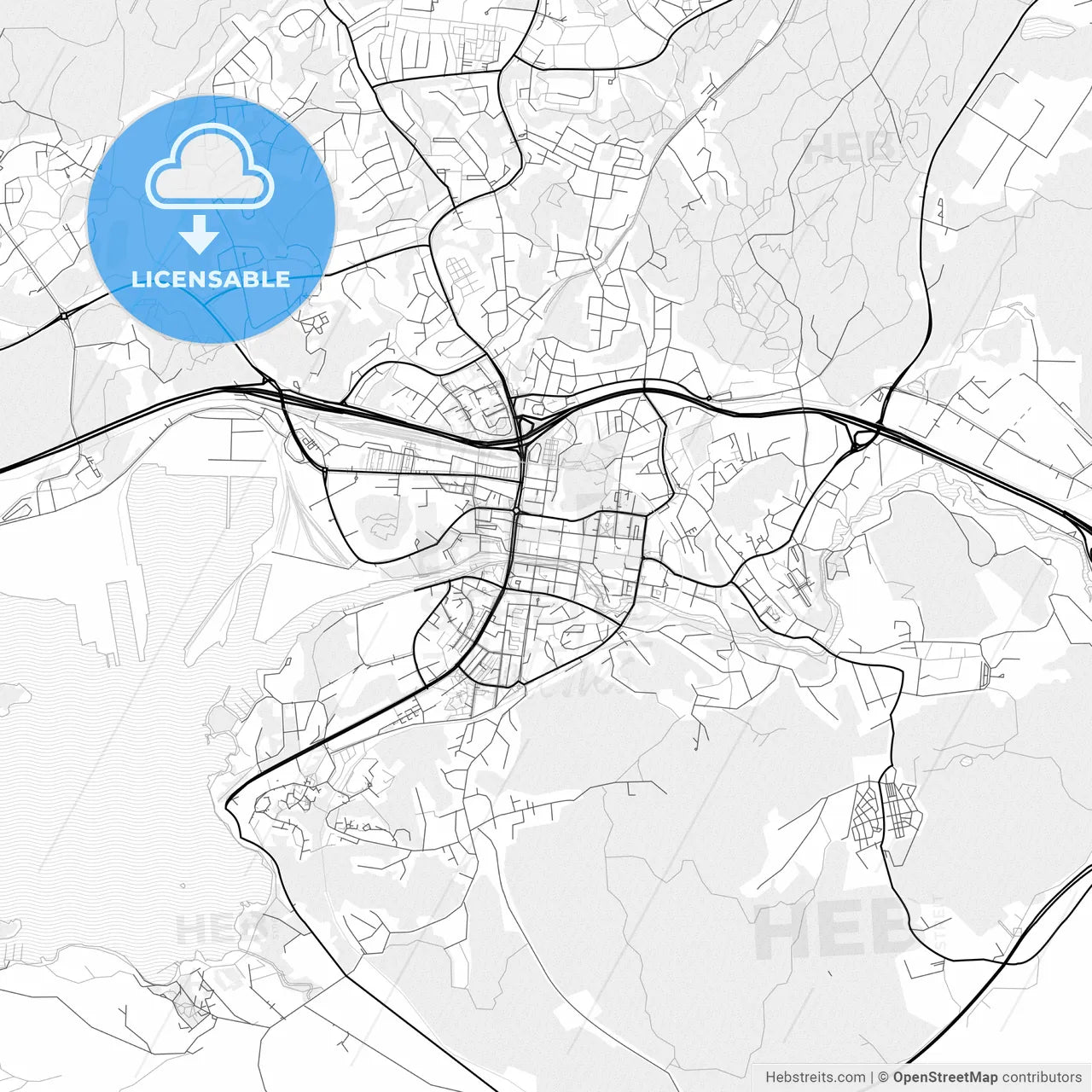 Vector PDF map of Uddevalla, Sweden