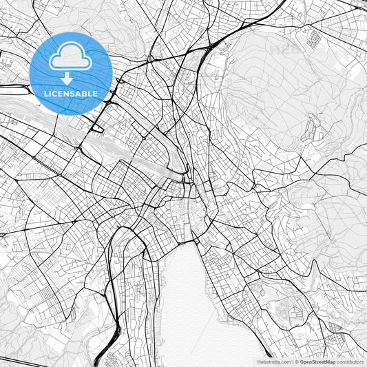 Vector PDF map of Zürich, Switzerland