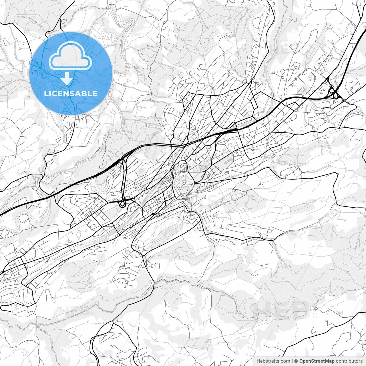 Vector PDF map of St. Gallen, Switzerland