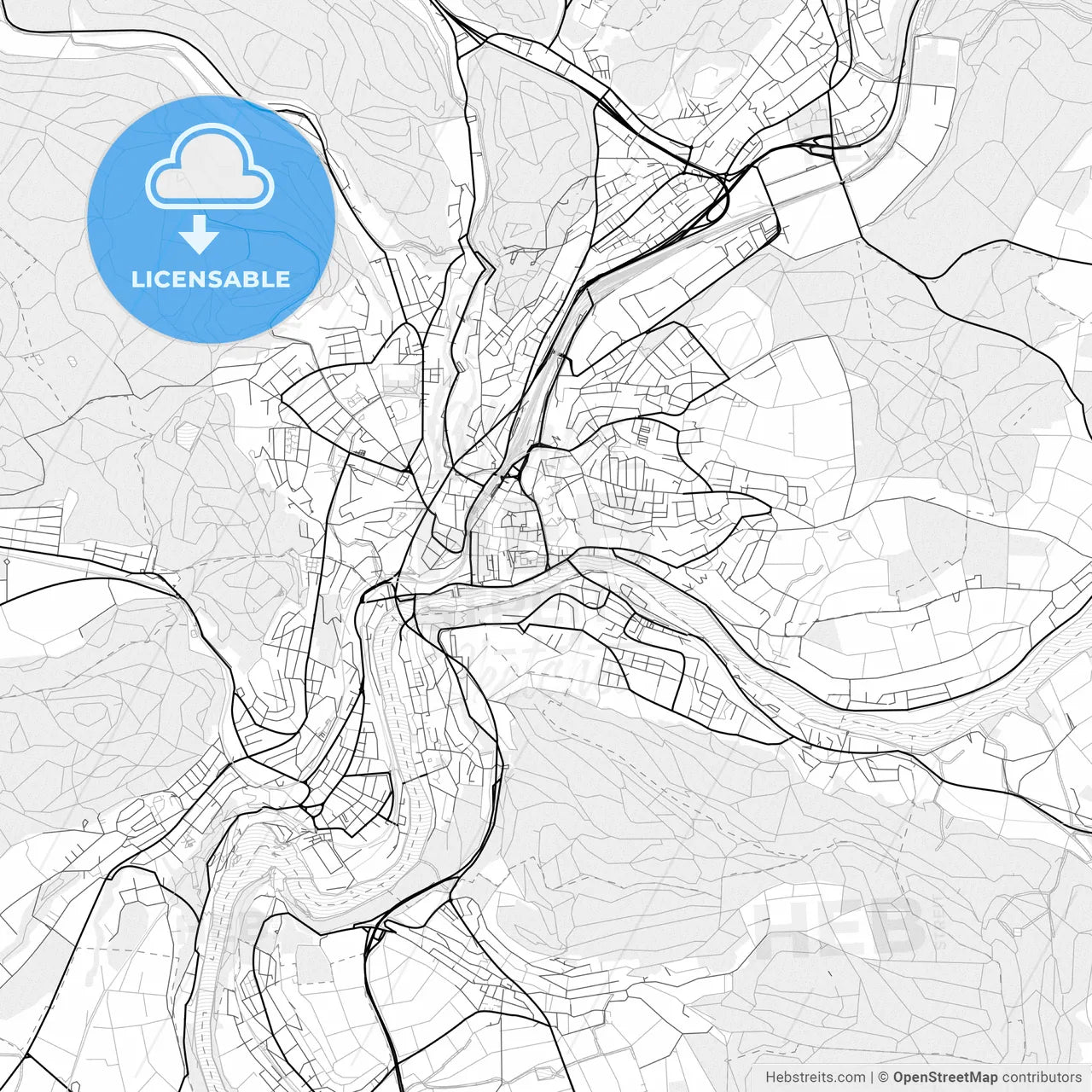 Vector PDF map of Schaffhausen, Switzerland
