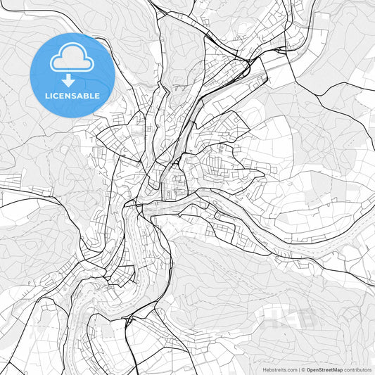 Vector PDF map of Schaffhausen, Switzerland