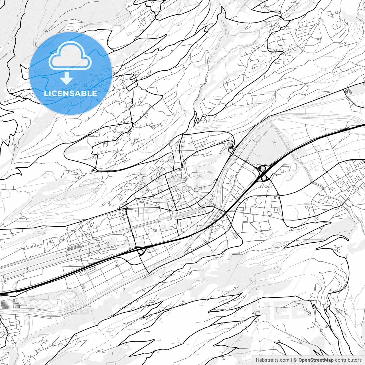 Vector PDF map of Sion, Switzerland