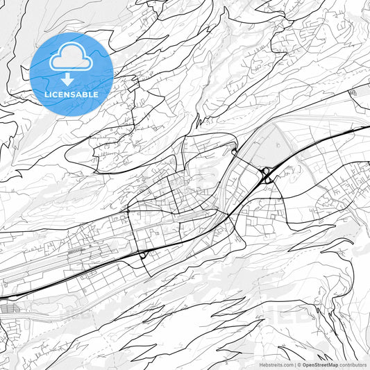 Vector PDF map of Sion, Switzerland