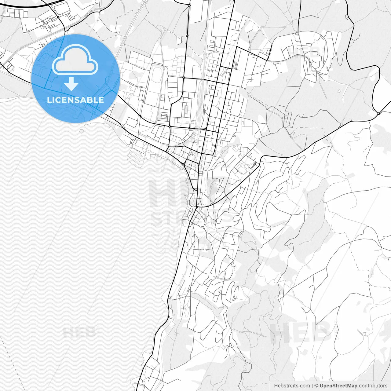 Vector PDF map of Zug, Switzerland