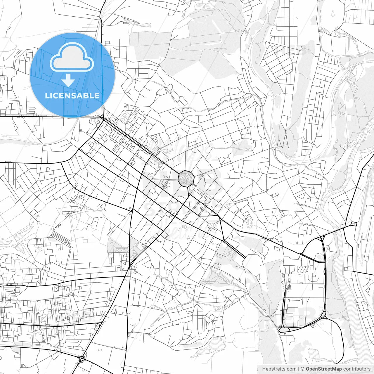 Vector PDF map of Poltava, Ukraine