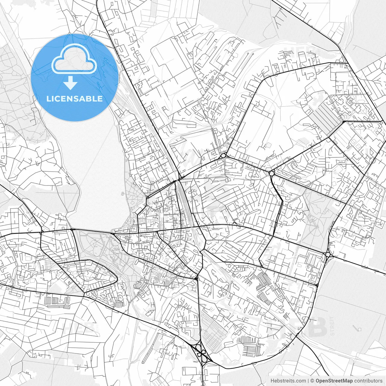 Vector PDF map of Ternopil, Ukraine