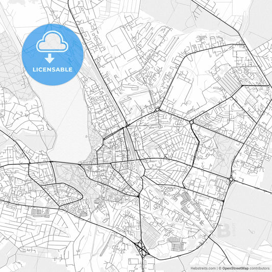 Vector PDF map of Ternopil, Ukraine