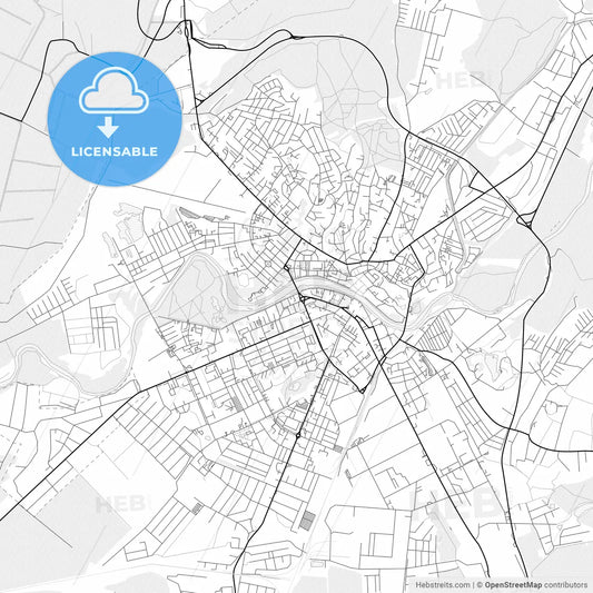 Vector PDF map of Uzhhorod, Ukraine