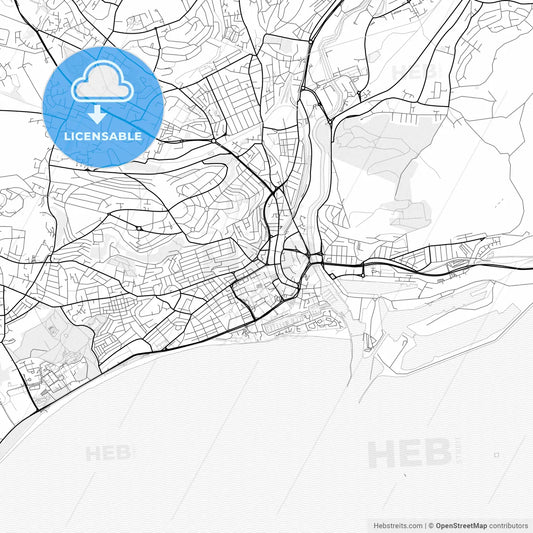Vector PDF map of Swansea, Wales