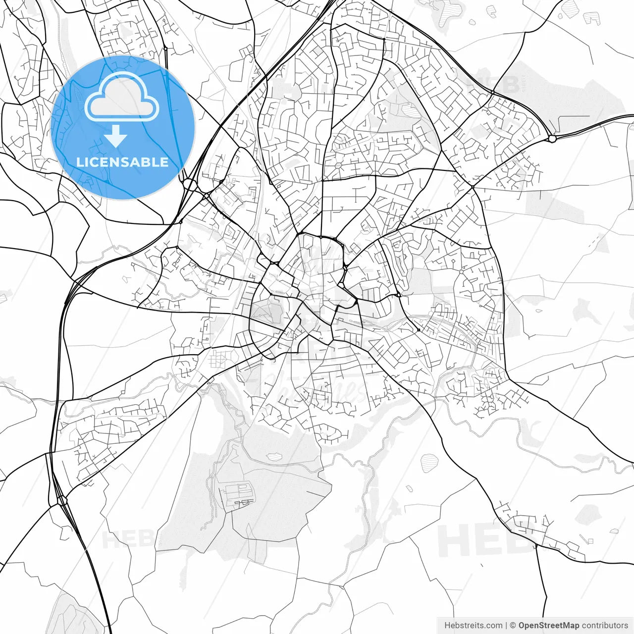 Vector PDF map of Wrexham, Wales