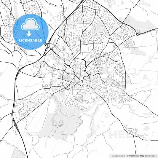 Vector PDF map of Wrexham, Wales