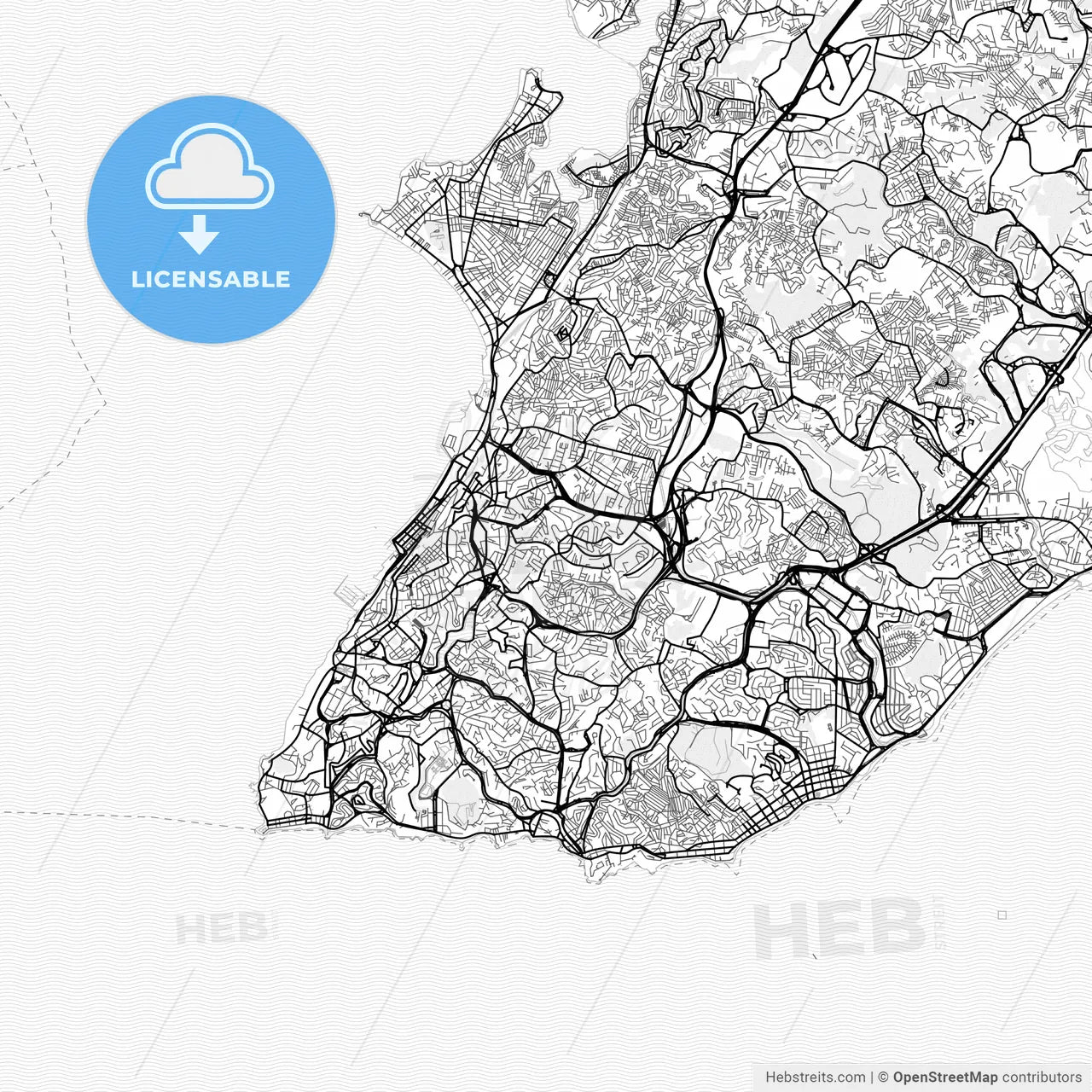 Vector PDF map of Salvador, Brazil