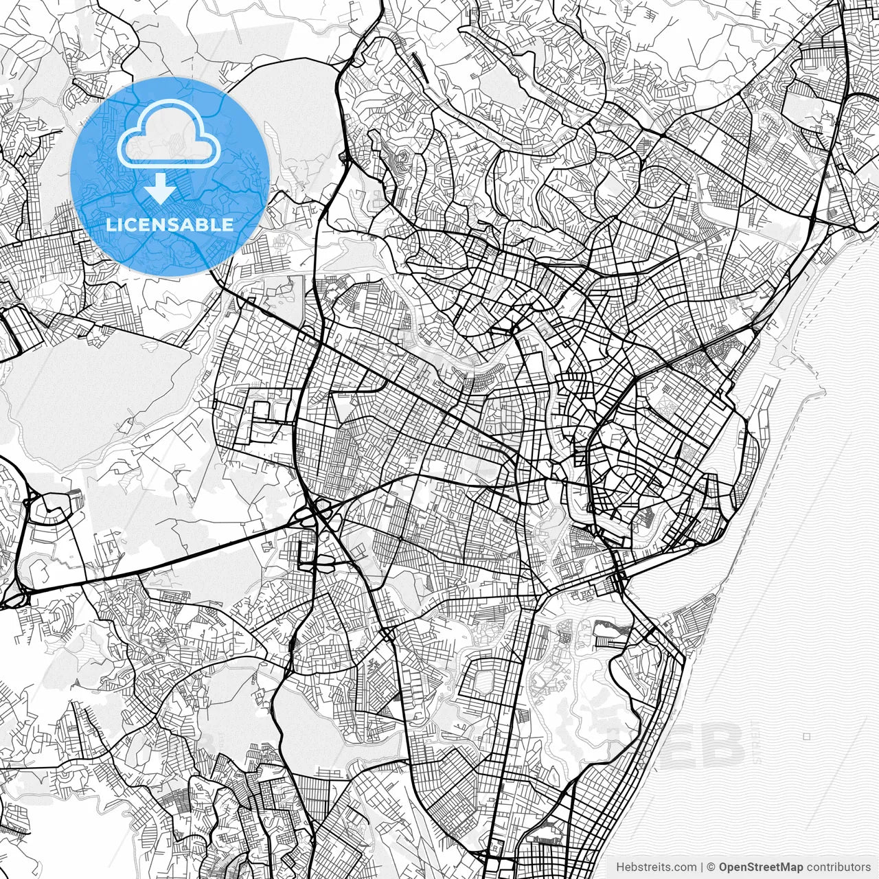 Vector PDF map of Recife, Brazil