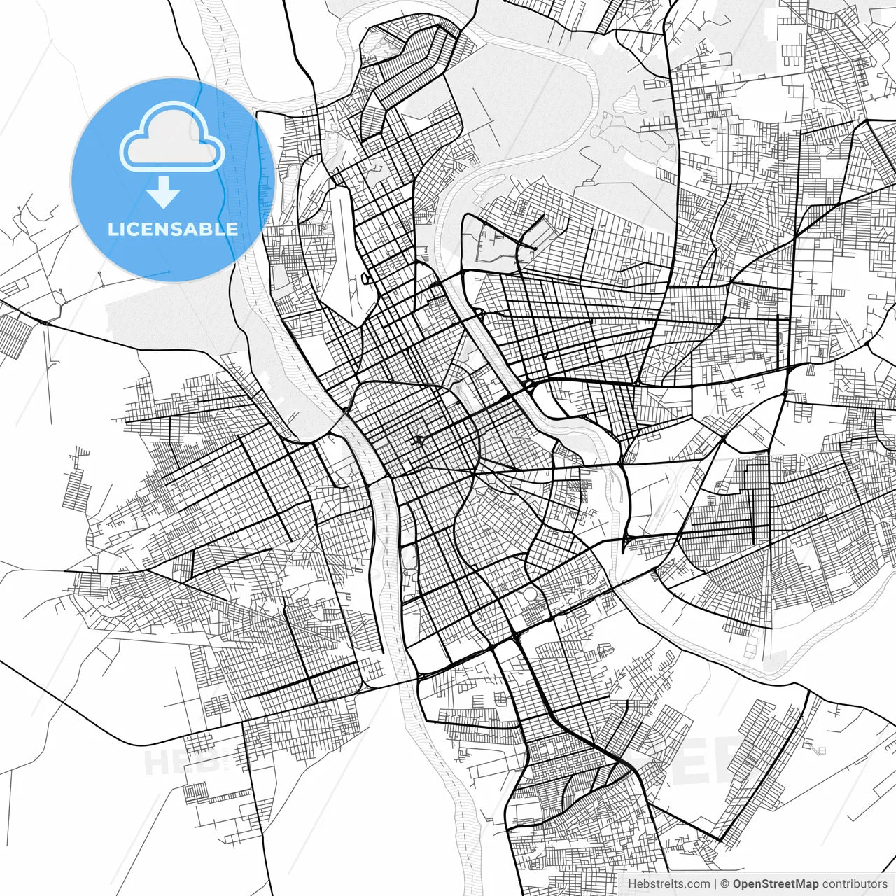 Vector PDF map of Teresina, Brazil