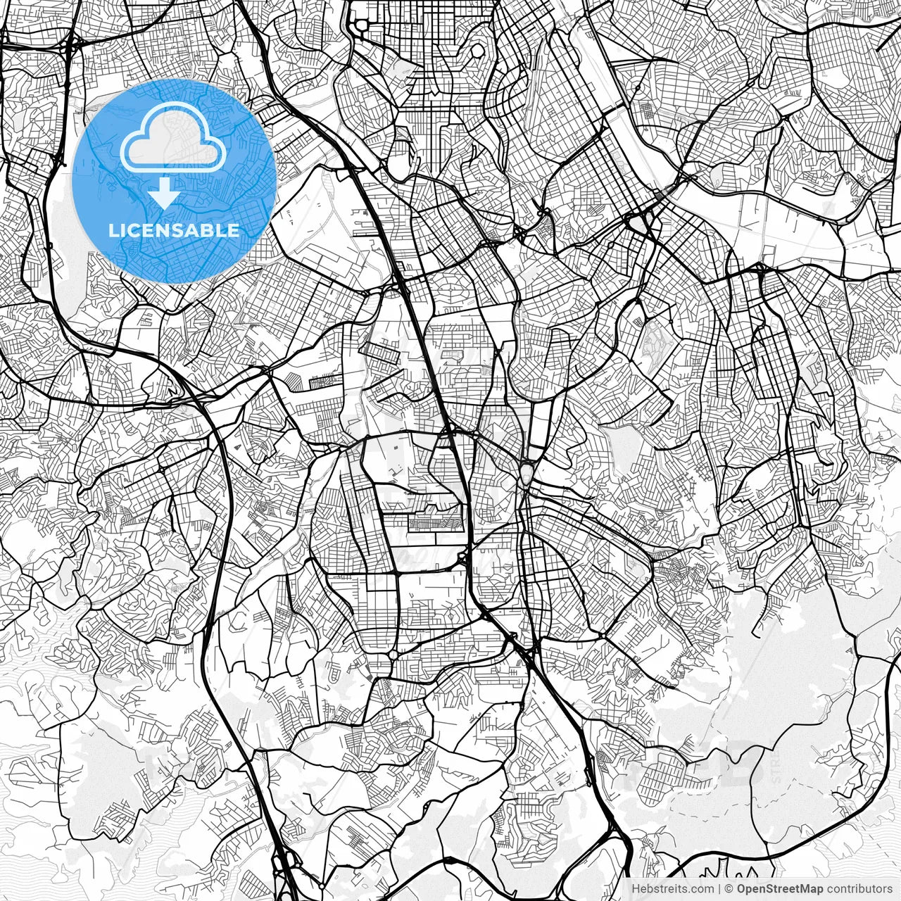 Vector PDF map of Sao Bernardo do Campo, Brazil