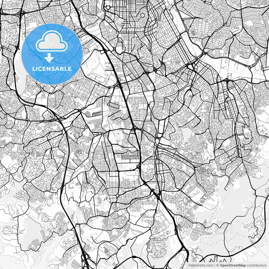 Vector PDF map of Sao Bernardo do Campo, Brazil