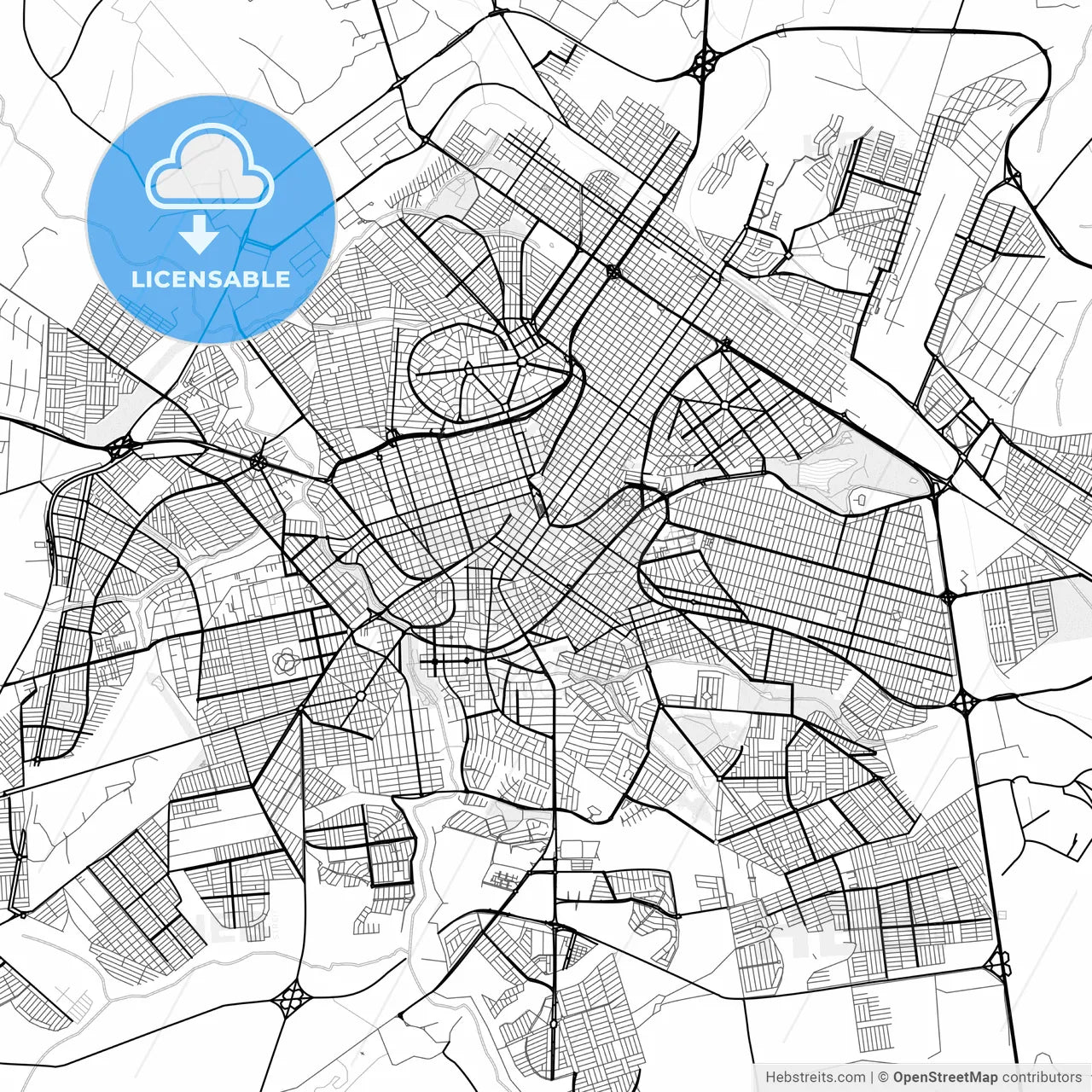 Vector PDF map of Uberlandia, Brazil