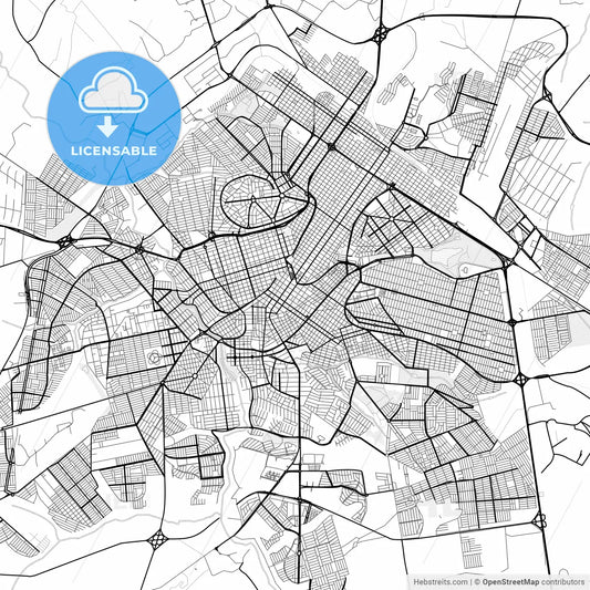 Vector PDF map of Uberlandia, Brazil