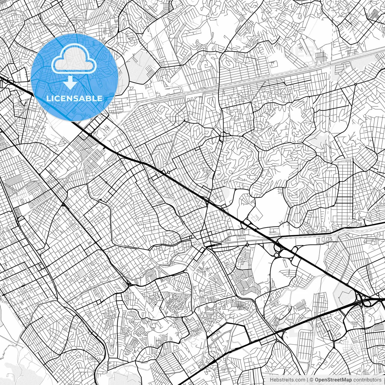 Vector PDF map of Sao Joao de Meriti, Brazil