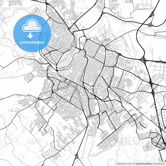 Vector PDF map of Piracicaba, Brazil