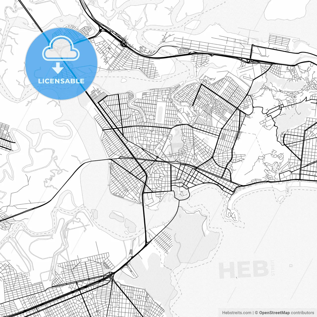 Vector PDF map of Sao Vicente, Brazil