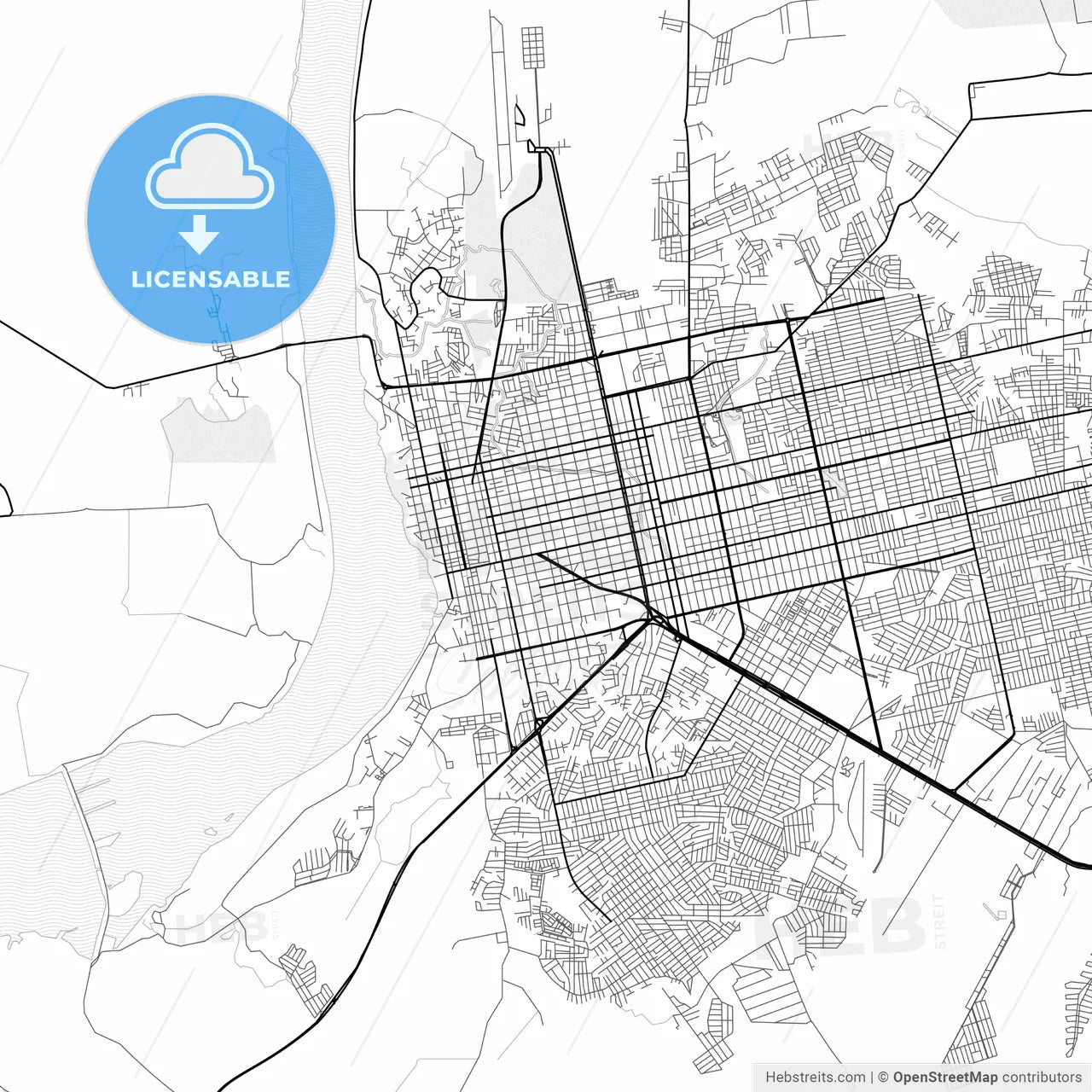 Vector PDF map of Porto Velho, Brazil
